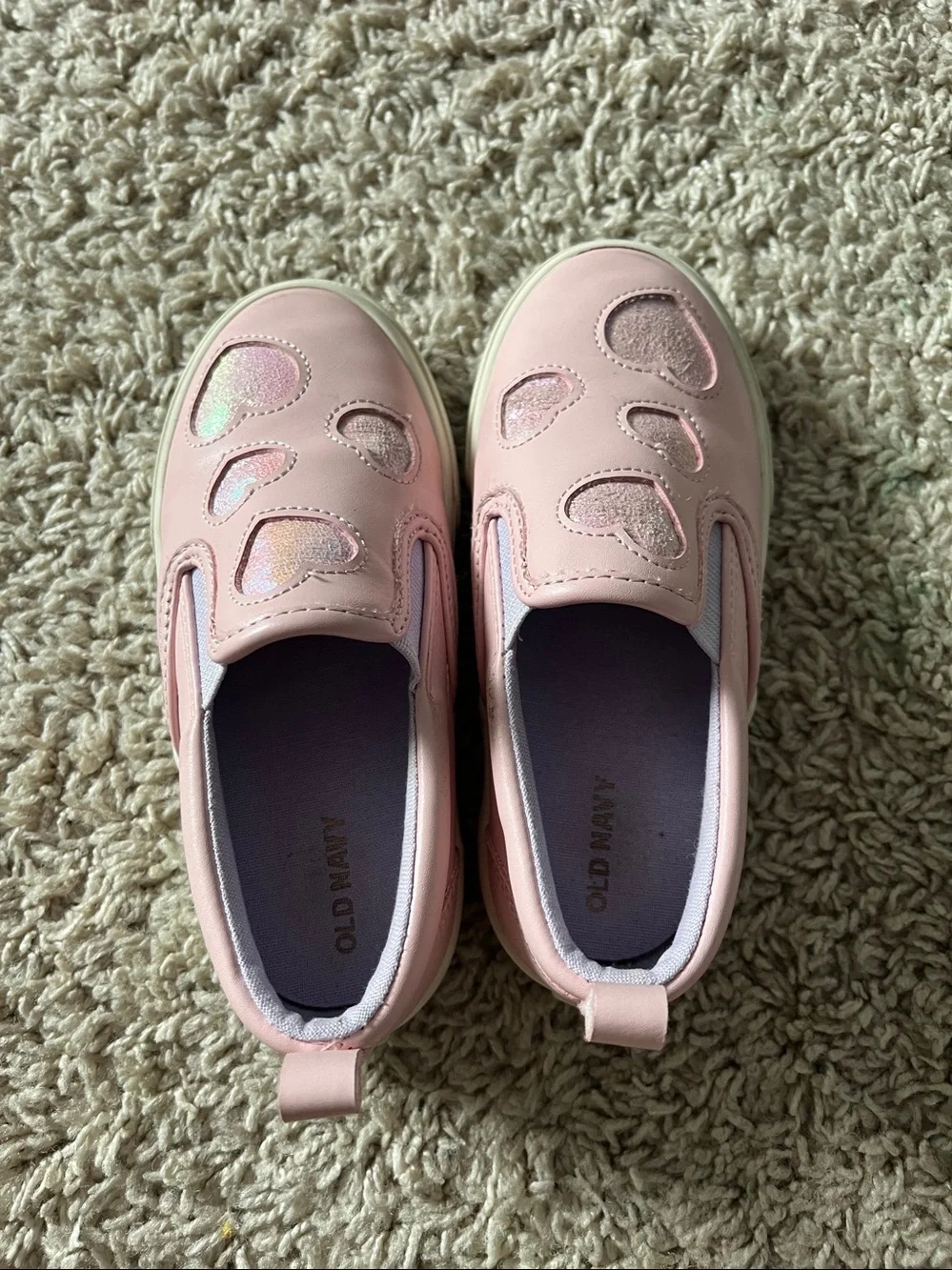 Old Navy Pink Glitter Heart Slip-On Sneakers